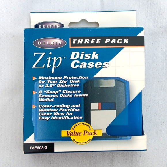 Lot of 3 Zip Disk Cases Plastic Hard Disk 3.5 inch Blue Green Purple Belkin 1998 - Picture 1 of 6